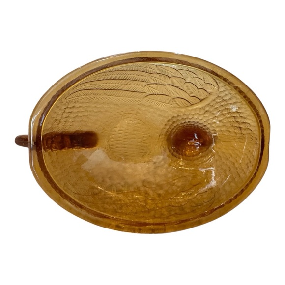 Vintage Indiana Glass Amber Hen on Nest Antique Lidded Dish 7” Collectible - Picture 6 of 12